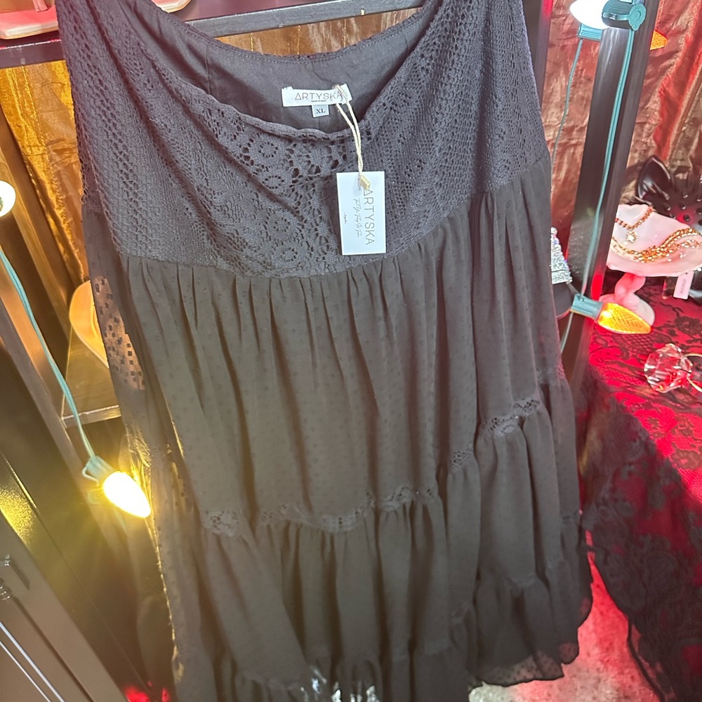NWT XL Artsy Black Lace Maxi Skirt